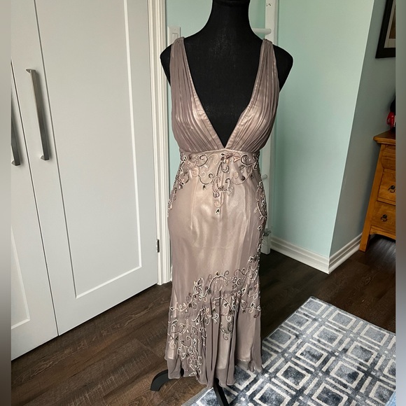 Scala Taupe Beaded Mermaid New Years Dress. - Picture 1 of 3